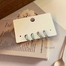 4Pcs/Set Crystal Small Hoop Earrings For Women Silver Color New Y2K Cool Daily Wear Jewelry Girl's Gift