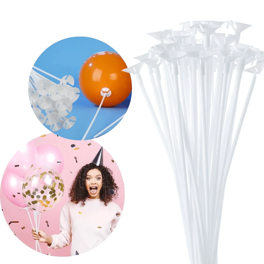 Balloon Holder Kit, Balloon Rod, Balloon Support Rods 30cm Transparent - Blanco - 50 unidades - Ver 1