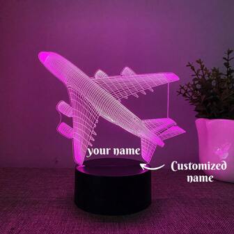 1 pièce Veilleuse d'avion 3D tactile personnalisée, lampe à changement de 7 couleurs comme cadeau de fête, décoration de chambre