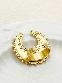 1pc Fashionable Vintage Stainless Steel Metal Crescent Moon-Shaped Ring, Suitable For Women Daily Casual Wear, Perfect Gift For New Year, Christmas, Thanksgiving, Travel, Party