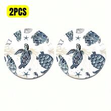 2 件可爱迷你海龟杯垫，个性化汽车装饰，人造皮革防水防尘高清图案 - 防滑材料，适用于汽车内饰，适合作为生日礼物