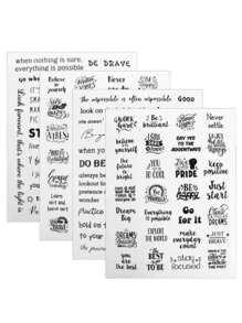 4 件励志单词和短语贴纸，适用于剪贴簿、励志语录贴纸、休闲俚语贴纸