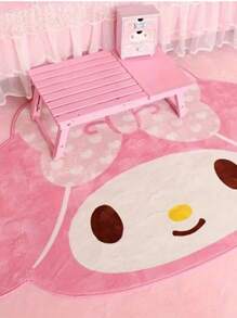 Sanrio Melody Hello Kitty Teppich, Schlafzimmer Teppich, Wohnzimmer Plüsch Weicher Niedlicher Teppich, Cartoon Heim Dekoration Familienmuster Teppich, rutschfeste Matte für Bürostuhl, Geschenke für Geburtstag, Abschluss, Schule, Reise, Reiseaccessoires, Heimessentials, Handtuch, Hautpflege