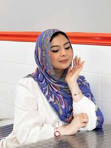 1pc Women's Boho Style Vintage Paisley Pattern Scarf, Casual Veil Elegant Sunscreen Shawl Wrap, Versatile Da Ily Wear Headband Soft Hijab