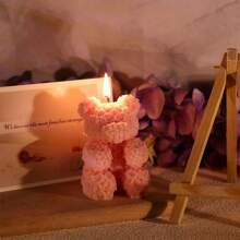 1pc Creative Rose Bear Scented Candle, Romantic Home Decor Fragrance Decoration, High-End Birthday Gift, Commemorative For Halloween, Ghosts, Autumn, Holidays, Christmas Gifts Graduation,Wedding