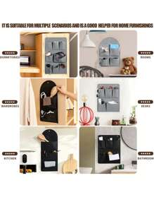 1 件壁挂式收纳袋,学生宿舍上下铺床收纳整理器,衣柜悬挂式收纳袋,家用免钻孔衣柜内衣收纳袋无需钻孔 - 彩色 - 查看 7