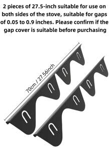 2 Pieces Of 27.5-Inch Stainless Steel Gap Cover, Stainless Steel Groove Cover, Groove Filling Material, Gas Stove Gap Cover, Gas Stove Gap Cover, Groove Cover, Stove Gap Cover, Stove Gap Filling Plate, Stove Gap Cover, Stove Decoration Accessories