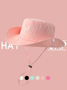 1pc Girls Breathable Bucket Hat With Bow, Cute Hiking Sun Hat, Lightweight Quick Dry Sun Protection Cap