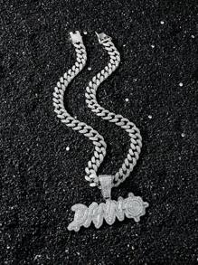 1 件男士嘻哈个性化全冰晶英式 DANN 吊坠项链，男友礼物