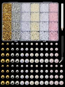 1kit Nail Pearls, 3D Nail Charms, Flatback Pearls For Crafting, Charms For Nails Design
