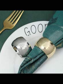 2pcs Simple High-End Metal Honeycomb Texture Napkin Rings For Festival, Gathering, Hotel Table Decoration