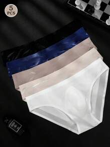 5pcs/Set Men Lightweight Sexy 3D Pouch Brief Underwear, Sports Fitness Mesh Briefs - Multicolor - View 1