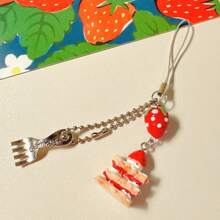 Handmade Strawberry Cake Keychain Cute Fruit Bag Pendant Accessory Fashion Gift For Girlfriend Couple Best Friend Strawberry Accessories Keychain Accessories Small Gifts Summer - Multicolor - View 2