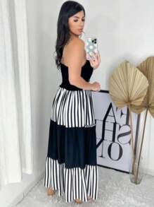 DRESS WITH STRIPES - 彩色 - 查看 3