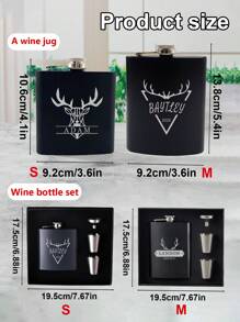 1 zestaw spersonalizowanych przenośnych manierek na alkohol, spersonalizowana grawerowana manierka dla mężczyzn, możliwość wygrawerowania imienia i daty, spersonalizowana manierka, prezent na Dzień Ojca, niezbędny element ślubu - Styl A - Zobacz 2