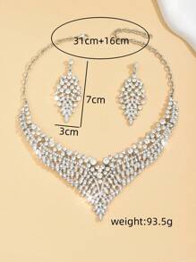 Set de bijuterii de mireasă 3 buc: colier, brățară, incrustate cu zirconiu, elegant pentru rochie de mireasă și rochie de seară