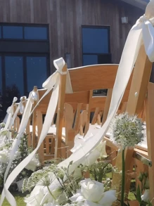 10/5pcs/1pc White Satin Ribbon Bow Chair Ribbon, Pure White Decorative Ribbon Wedding Aisle Decorative Pendant, Event Party Wedding Chair Decoration, White Satin Elegant Ribbon Bench Bow With Long Tail, Wedding Banquet Chair Back Flower Bow Silk Scarf, Used For Bridal Shower, Reception, Wedding Ceremony, With Long Tail