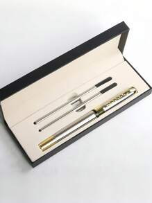 1 metalowy długopis, 2 wkłady, zestaw prezentowy w pudełku – personalizowany, ekskluzywny prezent biznesowy dla mężczyzn, prezent na festiwal, luksusowy długopis z pełną obudową na powrót do szkoły, wystrój biura