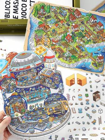 4 件 Infeel.Me 2.5D 大尺寸风景贴纸，我的小房子第三系列，适用于礼物、办公室、家庭、标记、标签、教室、娱乐玩具、学生计划器 DIY 装饰贴纸、学校用品、返校