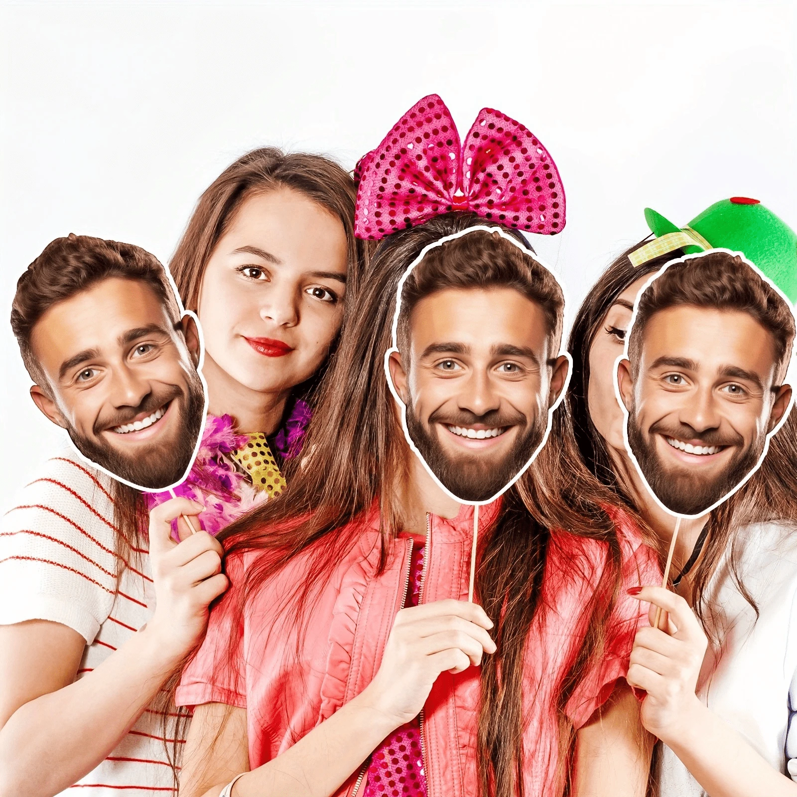 6/12pcs Custom Big Head With Your Photo Big Head On Stick, Suitable For Birthday Party, Family Gathering, Garden Yard Decoration Supplies Personalization Upload Your