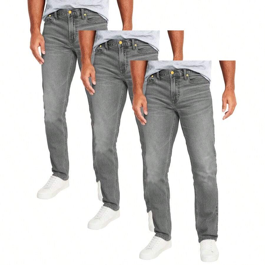 3-Pack Men's Flex Stretch Slim Straight Jeans - Grey x3 - View 1