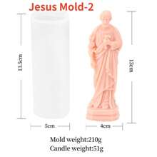 耶稣和圣母玛利亚硅胶蜡烛模具 DIY 耶稣家庭雕像石膏模具环氧树脂艺术制作套件婚礼装饰 - 彩色 - 查看 21