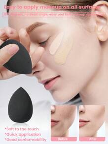 56PCS Makeup Tools Set Including:30PCS Makeup Brush Set Includes Powder Brush,+6PCS Makeup Sponges+3PCS Mini Makeup Sponges+6PCS Triangle Powder Puffs+3PCS Mini Air Cushion Powder Puffs+1pc Hairband+2PCS Hand Bowl Strap+2PCS Makeup Brush Cleaning Tools+3PCS Facial Cleansing Sponges.Highlight Brush,Nose Shadow Brush,Detail Brush,Outline Brush,Eyelash Brush,Foundation Make-Up Brush,Facial Brush,Concealer Brush,Eye Shadow Brush Set, Eyelash - Black - View 8