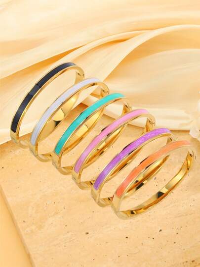 1 pezzo di braccialetto di lusso in acciaio inossidabile con gocce di olio colorato e alla moda, combinazione classica adatta a tutti i tuoi stili