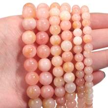 1 pièce Perles rondes en opale rose optimiste de 6/8/10 mm, perles de pierre naturelle