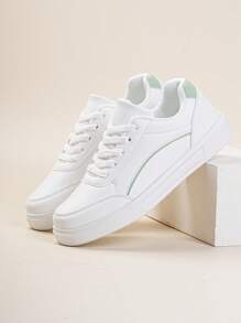 Fashionable Breathable Lightweight Soft Low-Top Versatile Casual Sports Shoes For Women - White Green - View 8