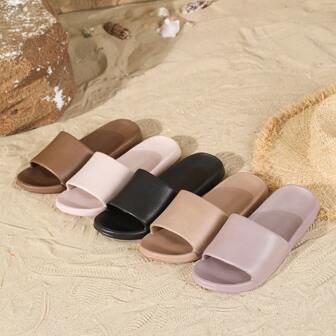 [Thin Sole] 2025 New Fashion Versatile EVA Couples Slippers, Unisex Casual Home Shoes, Simple & Elegant, Suitable For Bathroom & Outdoor, Soft, Non-Slip, Lightweight, Comfortable, Stylish Couple Sandals, Ins Style