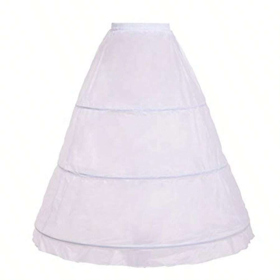 Váy lót nữ, váy xếp tầng, váy midi dáng chữ A co giãn, thích hợp cho đám cưới, dạ hội, váy cô dâu, mùa thu. - trắng - Xem 1