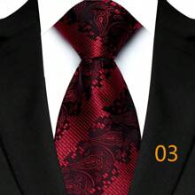GOADAFOO Luxury 8CM Men Necktie Dark Red Color Solid Stripes Plaid Floral Ties For Man Groom Jacquard Woven Neck Tie For Business Wedding Party