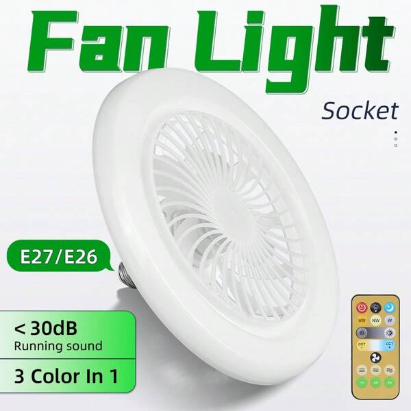 1 buc. Lampă de ventilator de tavan cu telecomandă, viteză și luminozitate reglabile ale vântului, lumină de ventilator de tavan cu bază E27 pentru decorarea camerei, lumină de tavan inteligentă pentru ventilator de tavan de 24W/30W/40W, potrivită pentru dormitor, living, camera copiilor, bucătărie, sufragerie, bar, cafenea, magazin, depozit, intrare, sală de evenimente, sală de clasă, studiu