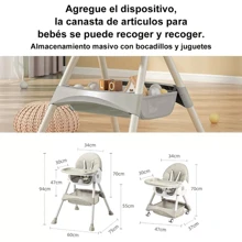 Silla Periquera Portatil De Comer Para Bebe Plegable Asiento,Asiento para niños - Beis - Ver 6