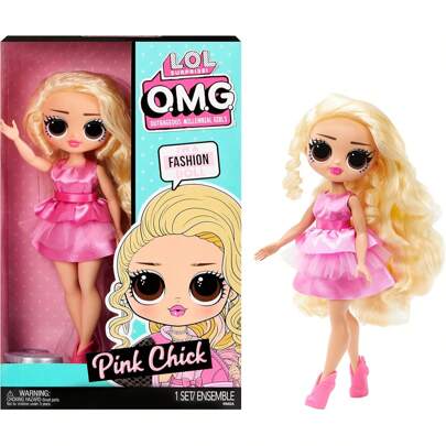  Lol Surprise Muñeca Pink Chick Mid Opp De 25 Cm Altura, Pink Chick tiene el cabello rubio y está vestida toda de rosa.