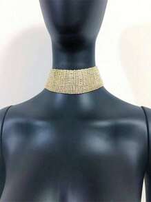 1 chiếc vòng cổ choker bạc 14 hàng, thích hợp cho những dịp trang trọng - Kiểu 3 Bạc - Xem 14