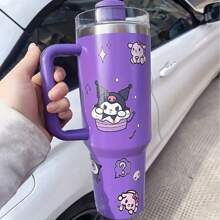 Sanrio [Tasse Sanrio Kuromi] 1 pièce tasse isotherme en acier inoxydable Sanrio Kuromi avec couvercle et paille, tasse à café réutilisable ronde de 40 oz pour boissons d'été et d'hiver, accessoires de voyage et cadeaux pour la rentrée scolaire
