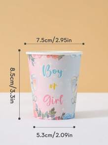 10/25pcs Gender Reveal Paper Cups, Elephant Themed Disposable Cold Drink & Coffee Cups, Suitable For Birthday Party, Family Gathering, Picnic, Party Decoration - Multicolor - View 2