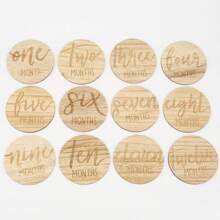 6/12 件新生儿里程碑木块，每月成长家庭照片道具，纪念礼物婴儿洗礼复活节礼物，适合女孩/男孩 - 彩色 - 查看 14