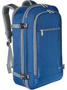 Basics Mochila de viaje de mano, compartimento para portátil, capacidad de 40L, ampliable para un 10% más de espacio, doble uso como mochila y bandolera, 40.1cm x 54.6cm x 21.1cm, azul marino - azul - Ver 2