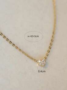 S925 纯银浪漫心形项链，简约方晶锆石镶嵌心形吊坠项链，女士礼物 - 愛心 - 查看 4