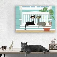 Framed 1 Pc Energetic Elephant Wooden Framed Canvas Painting , Wall Art Prints Poster Direct Hanging Wall Picture Decor For Home Gifts, Living Room, Bathroom, Bedroom, Kitchen - 框架 - 查看 4