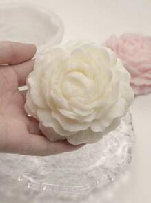 1pc Round-Bottom Peony & Rose Shaped Silicone Wax Candle Mold - White - View 3
