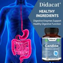 Gut Flora Health Supplement - Candida Advanced Complex With Prebiotics, Probiotics And Digestive Enzymes - Multi-System Clear - 120 Capsules - 1 瓶 - 查看 7