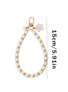 2pcs Short And Elegant Handmade Cherry Blossom Pearl Bracelet With A Transparent Pad, Mobile Charm Phone Chain Accessories, And Fashionable Women's Phone Strap, Universal Phone Hanging Rope Pad, Mobile Phone Hanging Rope, Small Fragrant Pearl Flower Bead Pendant, Phone Case Keychain Hanging Accessory, Luggage Hanging Chain Accessory, Keychain Hanging Accessory, Headphone Bag Pearl Pendant