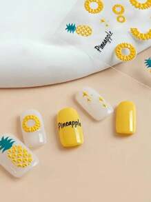 1 件水果美甲贴纸，5D 浮雕菠萝图案，夏季 DIY 美甲装饰，美甲配件