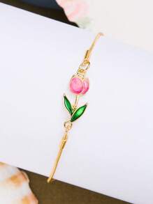 1 pieza Brazalete elegante con tulipán esmaltado