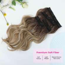 Clip In Hair Extension, Blonde Hair Extensions Invisible Lace Weft Synthetic Natural Soft 14 Inch Short Wavy Curly Hair Extensions For Women - Ombre Brown Blonde With Highlights - View 6