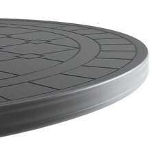 Ø39.37-Inch Cast Aluminum Patio Dining Table With Black Frame And Carved Texture On The Tabletop